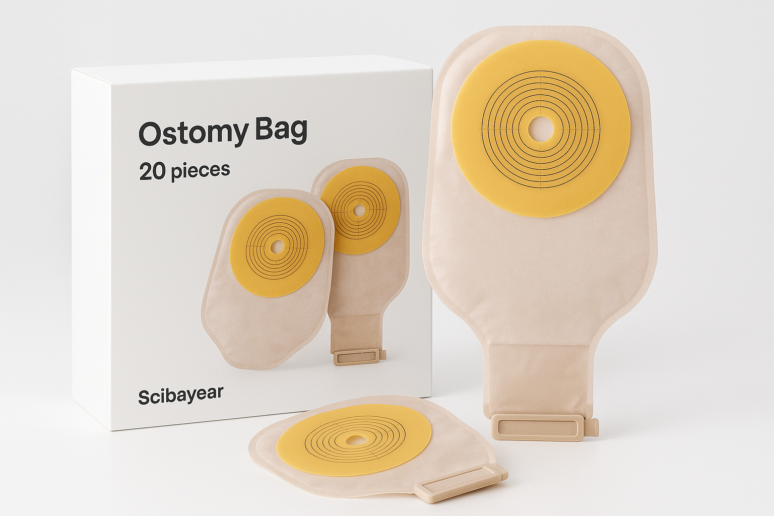SCIBAYEAR 20pcs 2 Piece Colostomy Bags Drainable Pouches with Closure for Ileostomy Ostomy Supplies