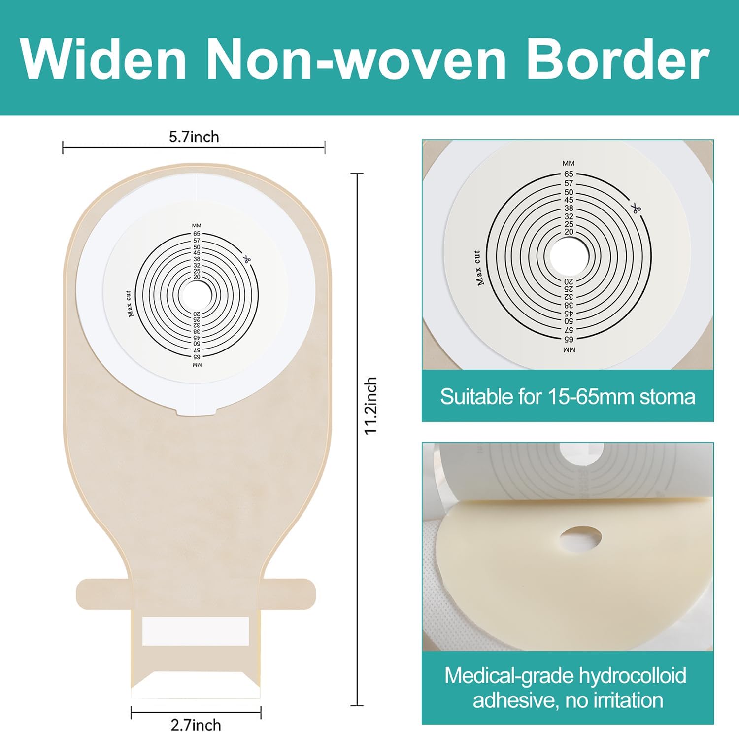 scibayear Colostomy Bags Ostomy Supplies One-Piece Convex Ostomy Bags with a Waistband